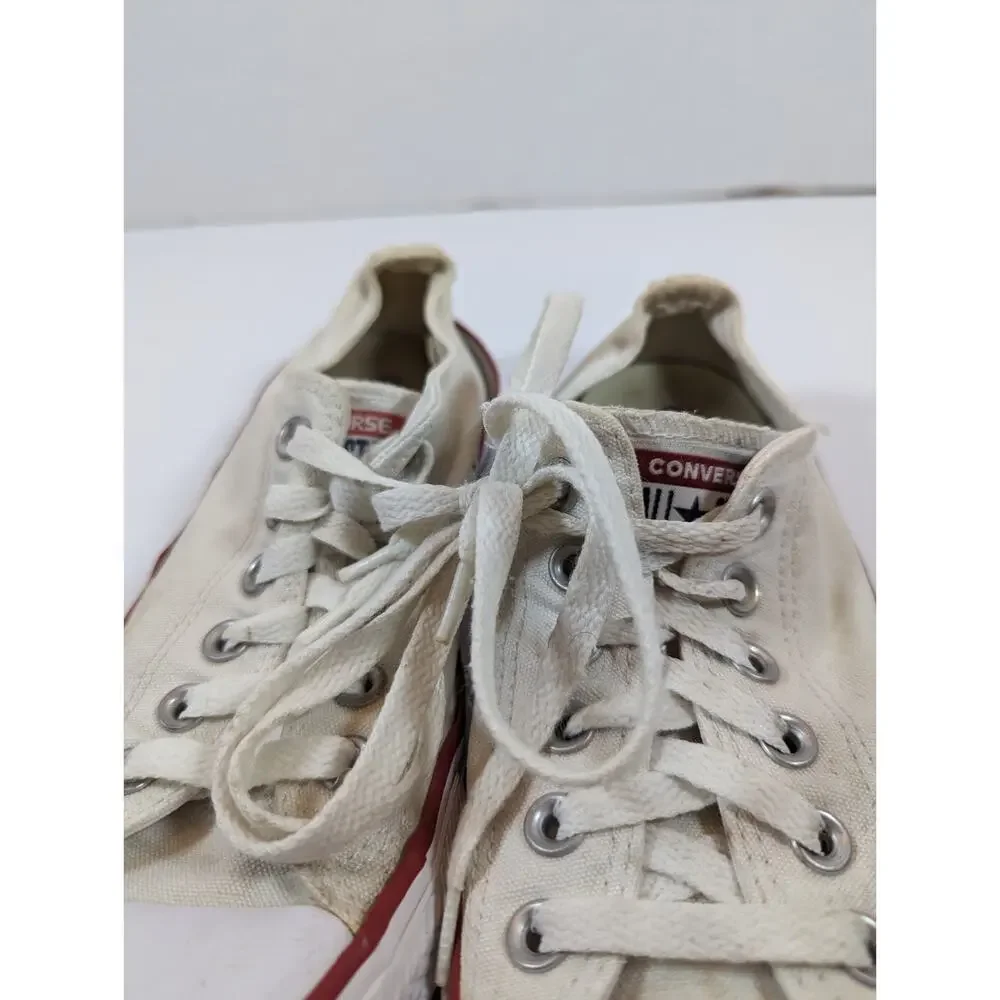 Converse Chuck Taylor All Star Low Optical White With Red and Blue Trim Size 6.5